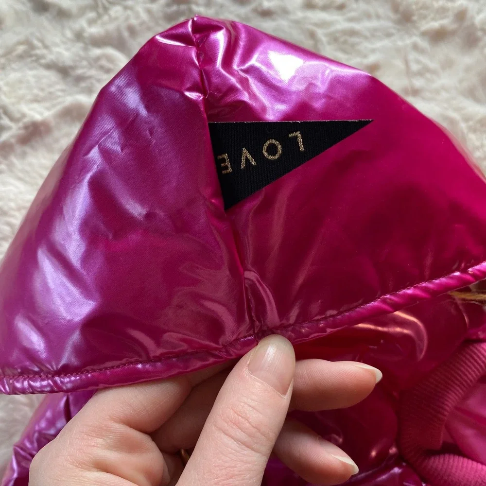 Found My Animal Dog Puffer Coat Raspberry Size Medium Shiny Hooded Pet‎ Jacket